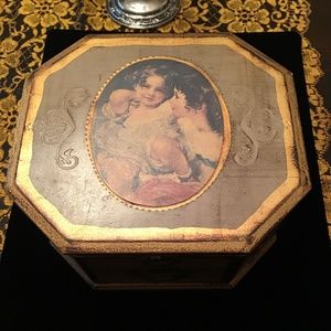 Vintage French Sensory Wooden Jewelry Music Box